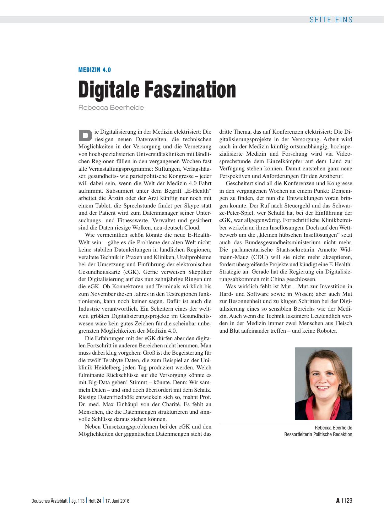 Vorschauseite 1: Medizin 4. 0: Digitale Faszination
