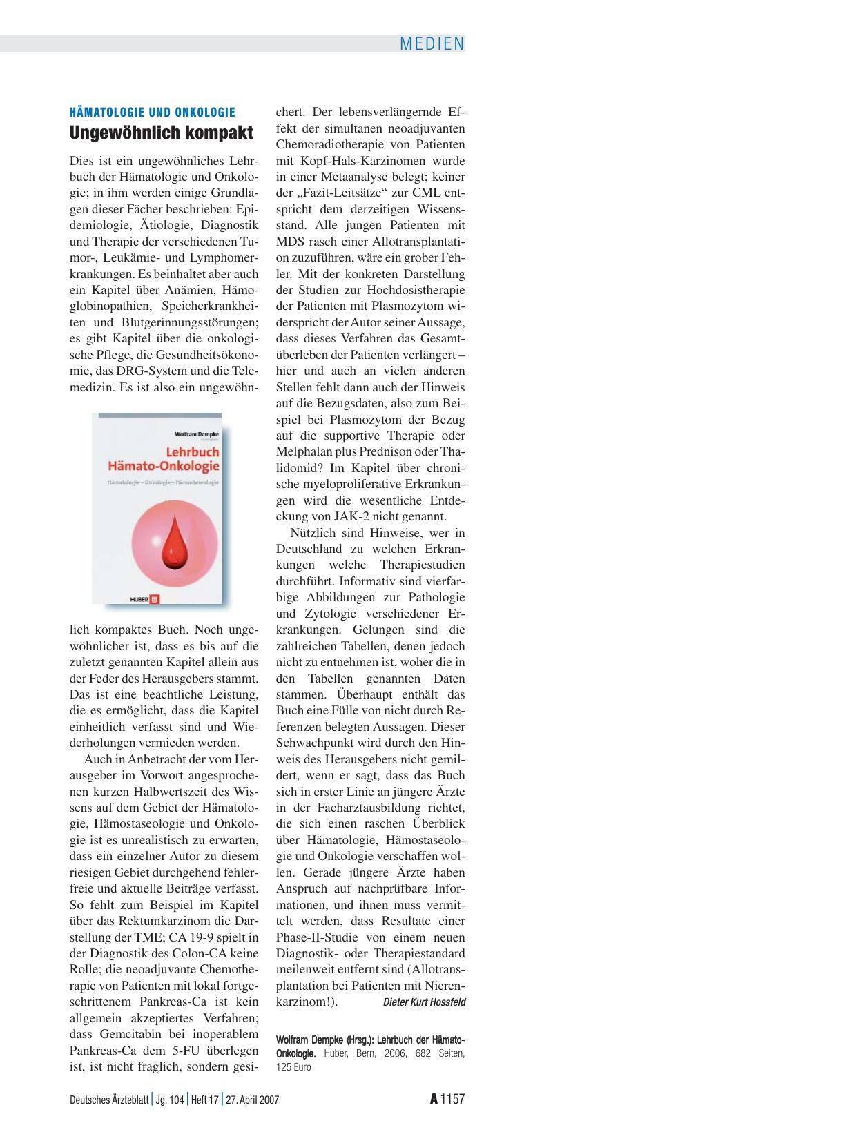 Vorschauseite 1: Lehrbuch der Hämato-Onkologie