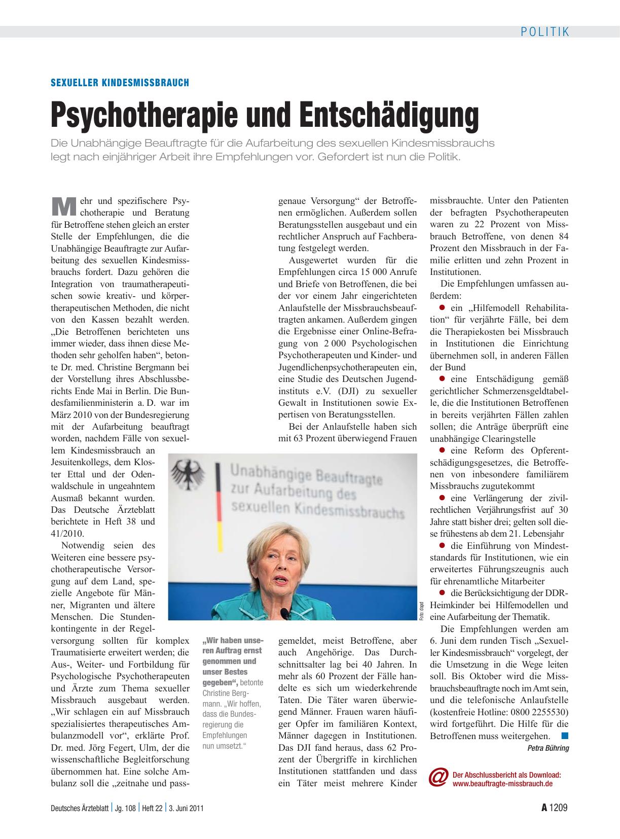 Vorschauseite 1: Sexueller Kindesmissbrauch: Psychotherapie und Entschädigung