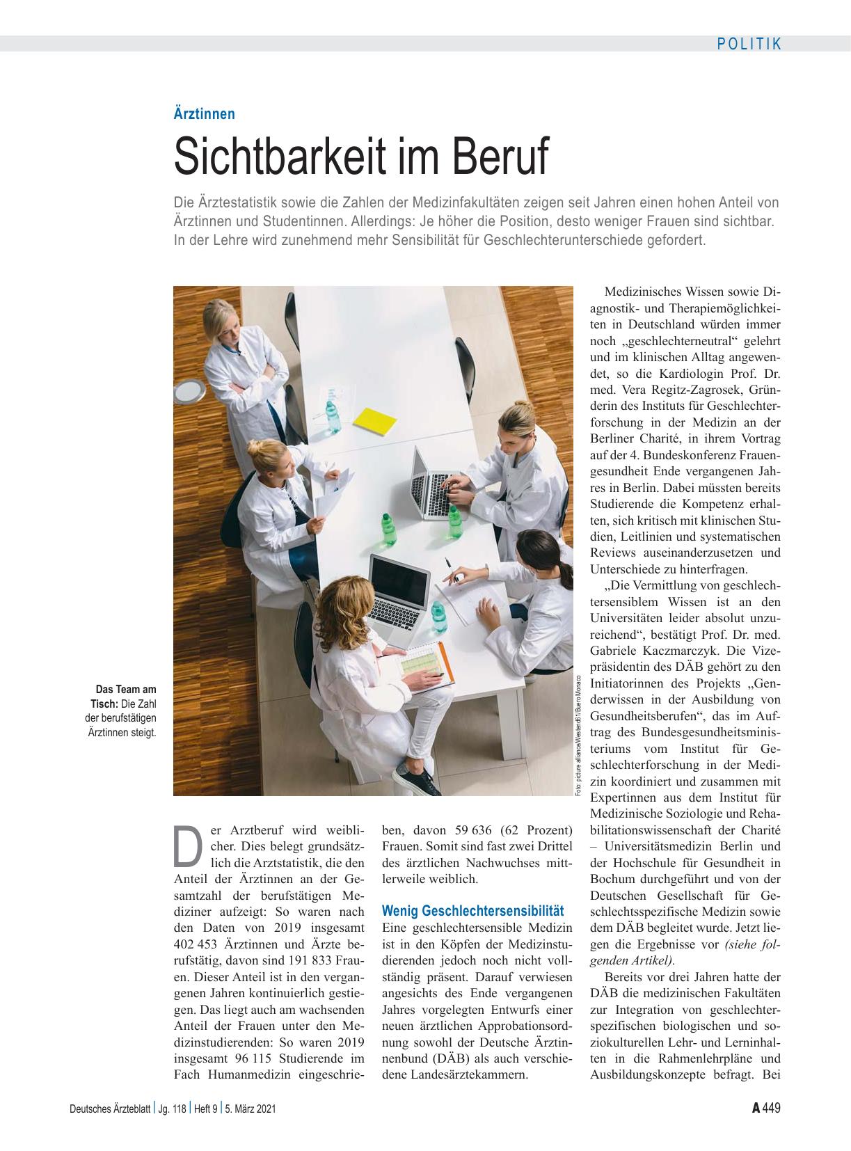 Vorschauseite 1: Ärztinnen: Sichtbarkeit im Beruf