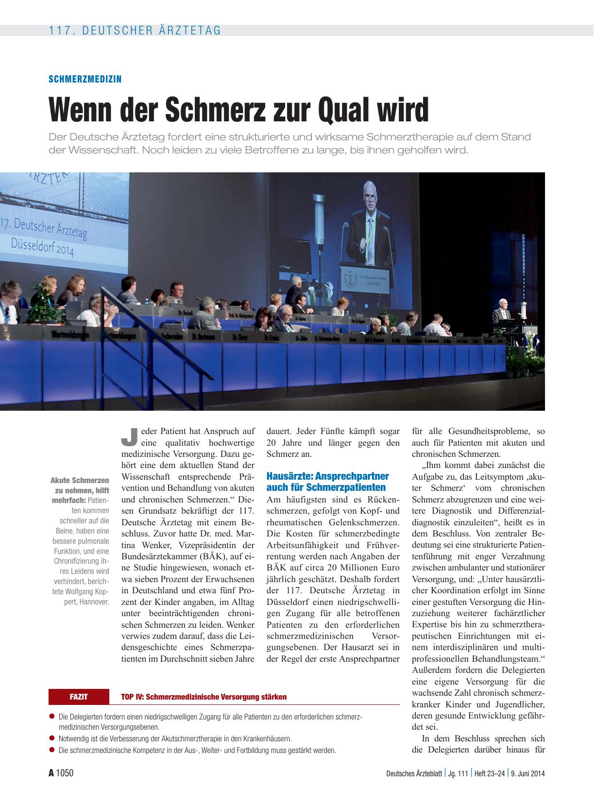 Vorschauseite 1: Schmerzmedizin: Wenn der Schmerz zur Qual wird