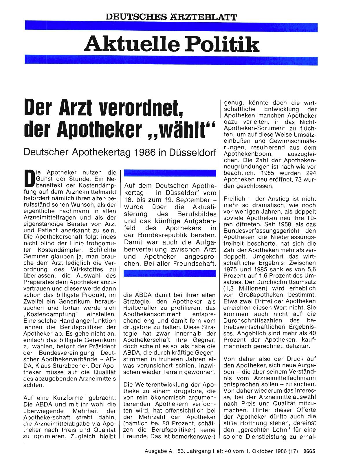 Vorschauseite 1: Der Arzt verordnet, der Apotheker „wählt“