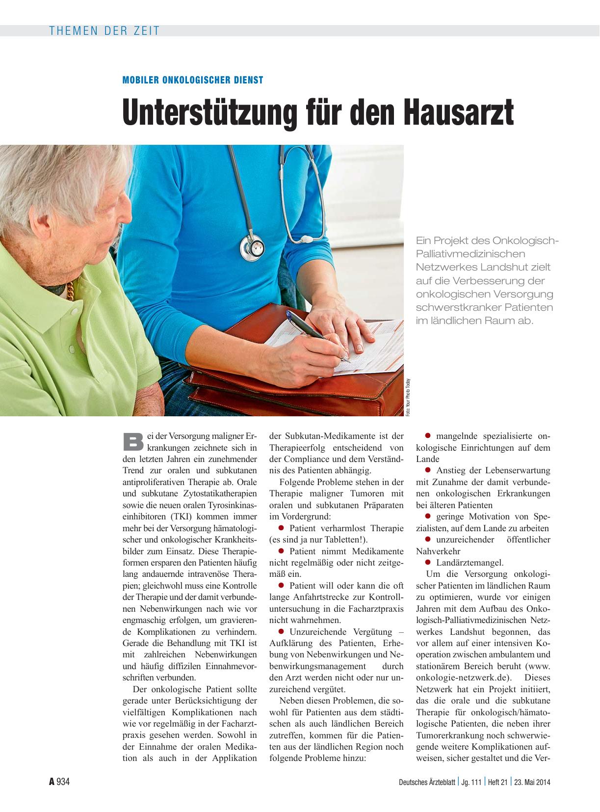 Vorschauseite 1: Mobiler onkologischer Dienst: Unterstützung für den Hausarzt