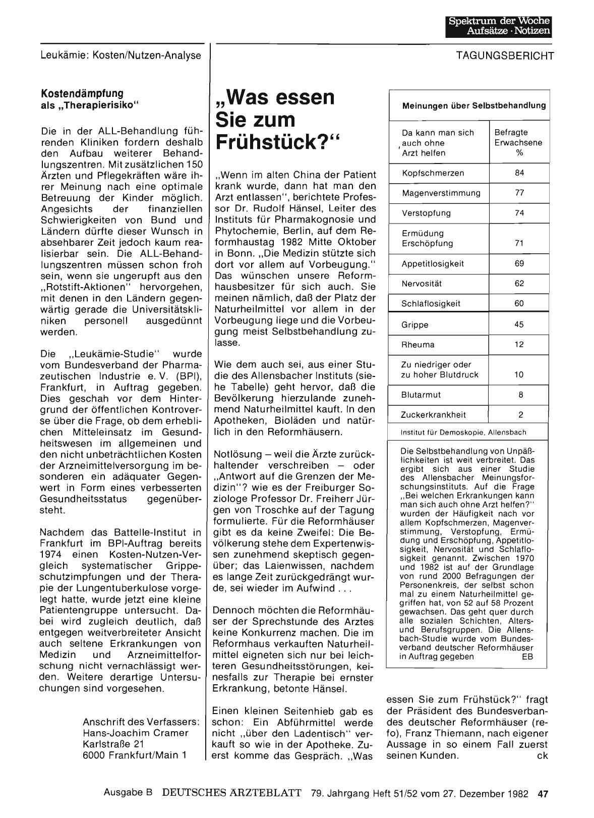Vorschauseite 1: Meinungen über Selbstbehandlung