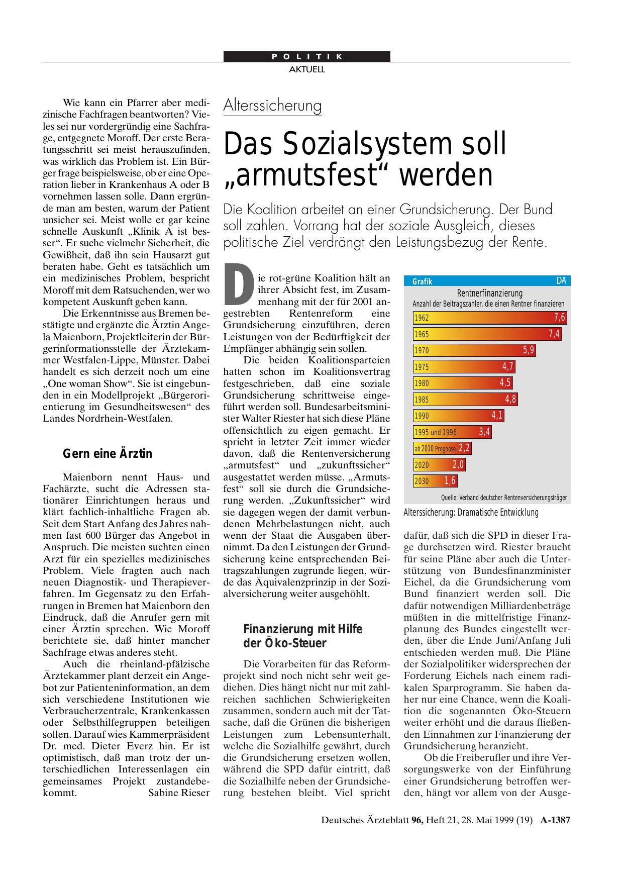 Vorschauseite 1: Alterssicherung: Das Sozialsystem soll „armutsfest“ werden