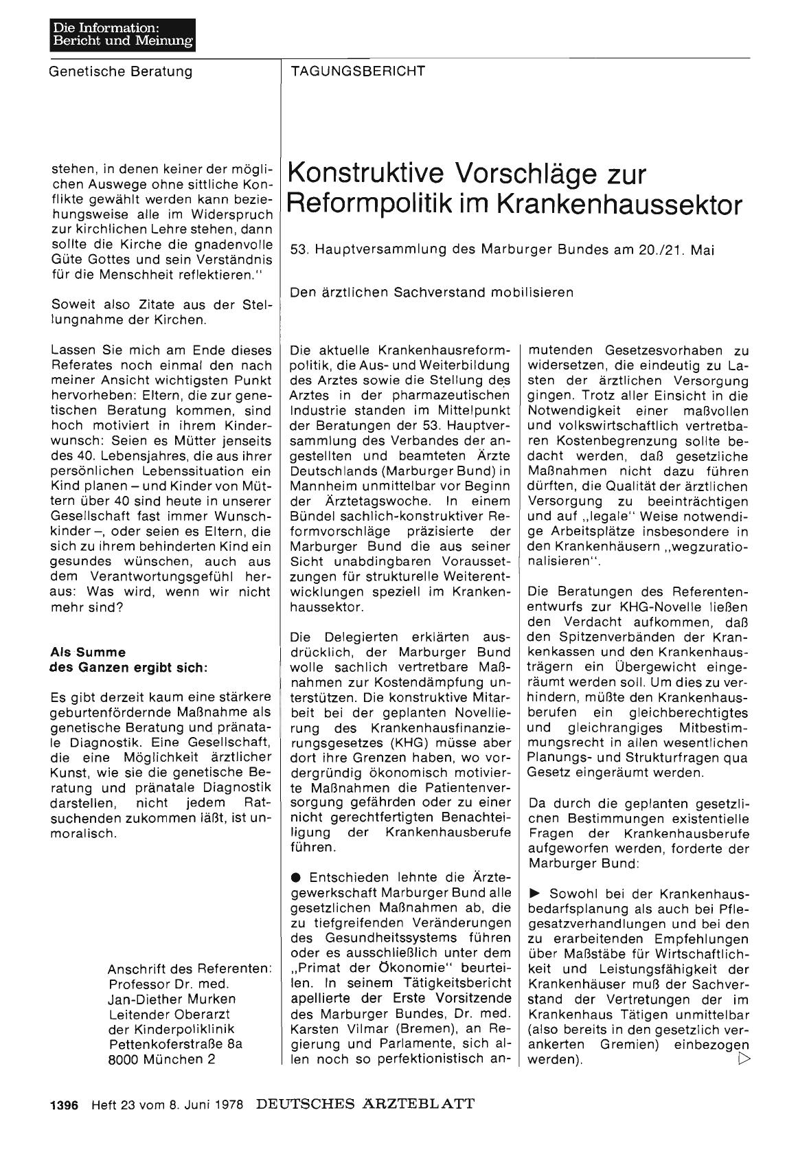 Vorschauseite 1: Konstruktive Vorschläge zur Reformpolitik im Krankenhaussektor