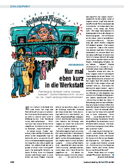 Vorschauseite 1: Arztgeschichte: Nur mal eben kurz in die Werkstatt