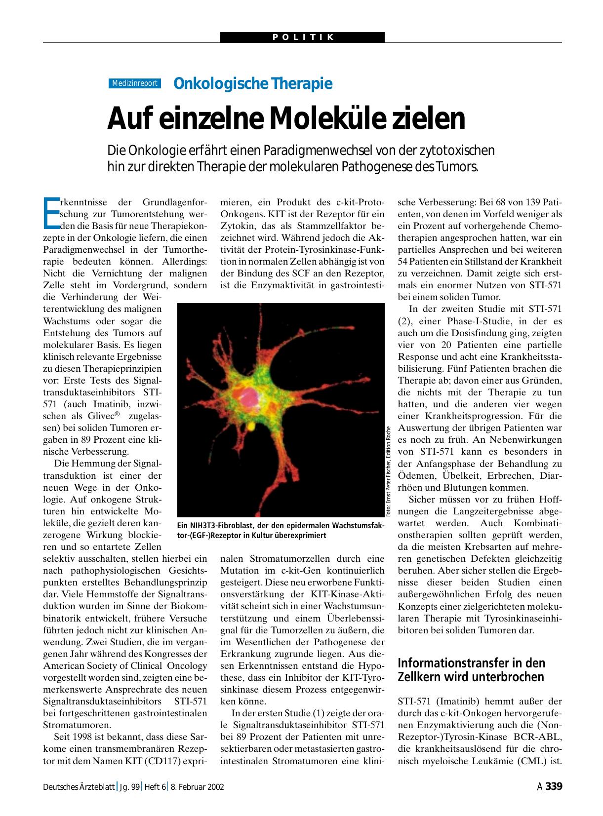 Vorschauseite 1: Onkologische Therapie: Auf einzelne Moleküle zielen