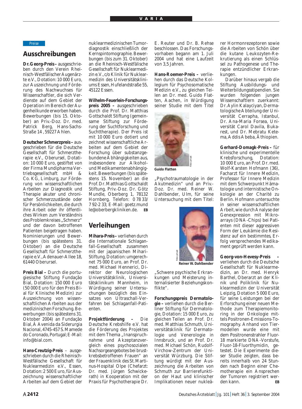 Vorschauseite 1: Ausschreibungen