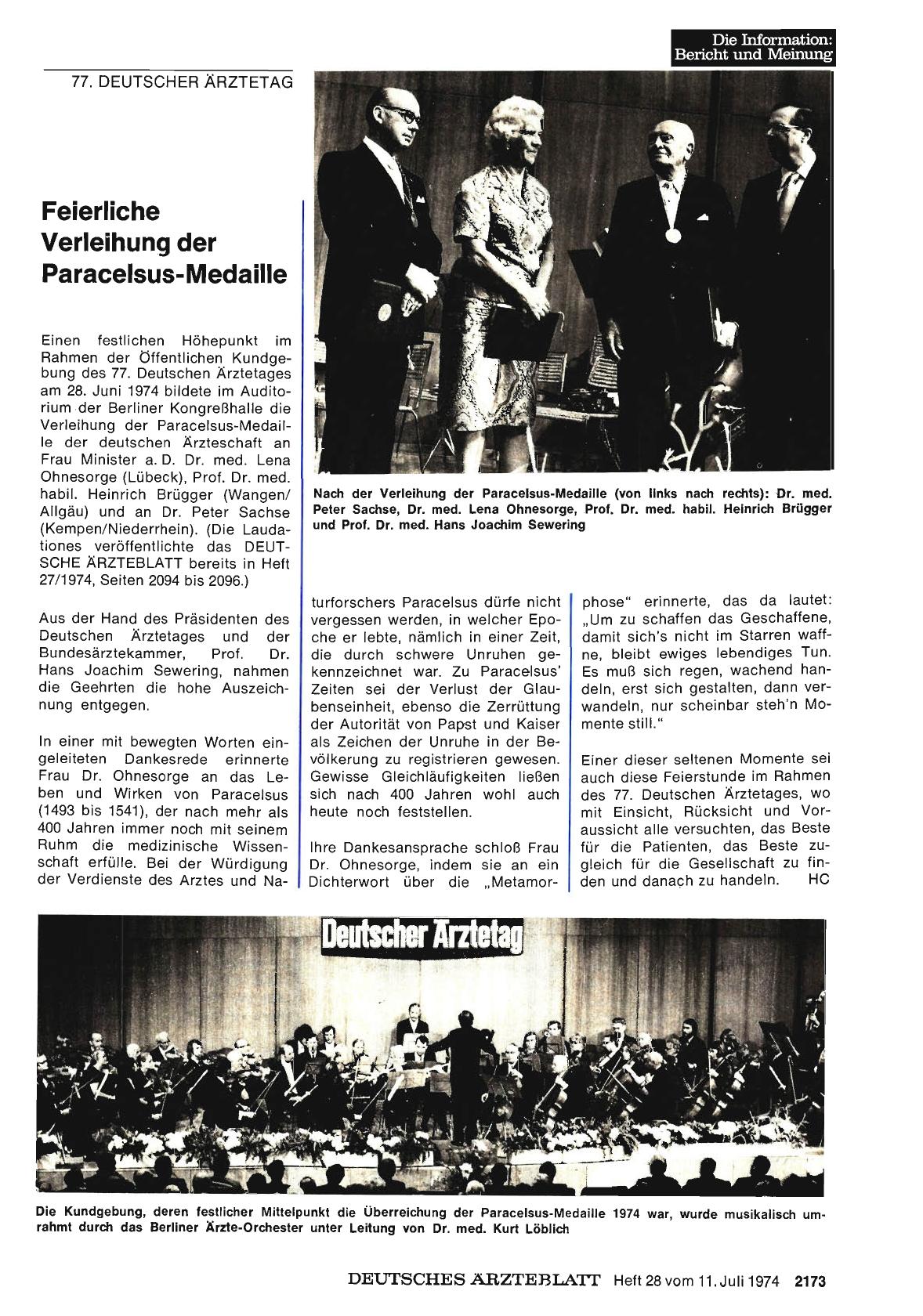 Vorschauseite 1: Feierliche Verleihung der Paracelsus-Medaille