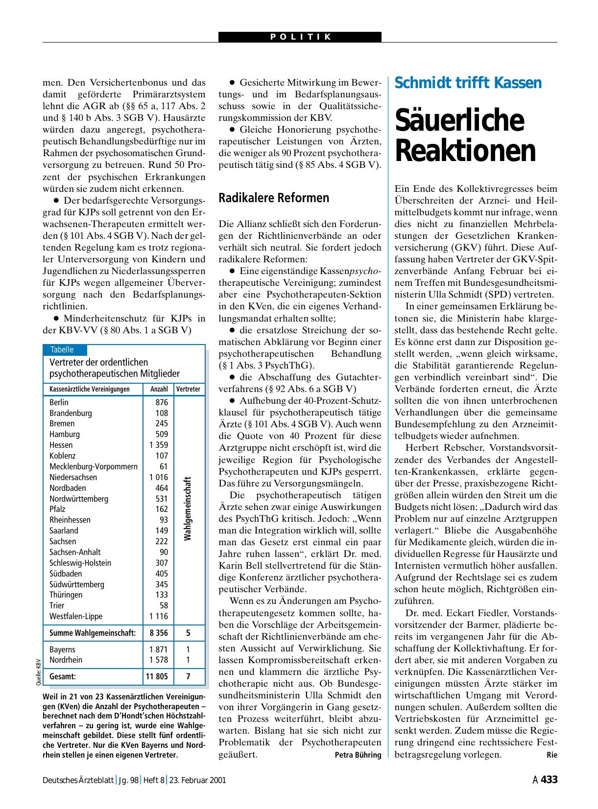 Vorschauseite 1: Schmidt trifft Kassen: Säuerliche Reaktionen