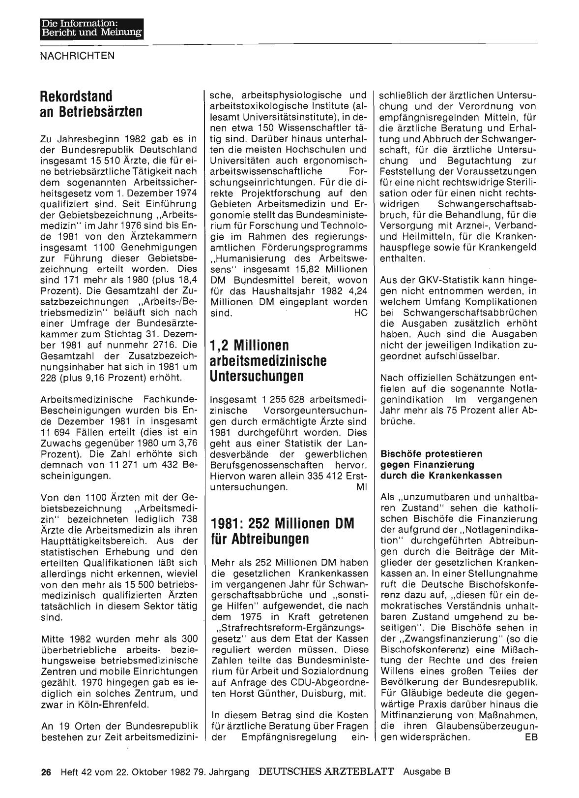 Vorschauseite 1: 1, 2 Millionen arbeitsmedizinische Untersuchungen