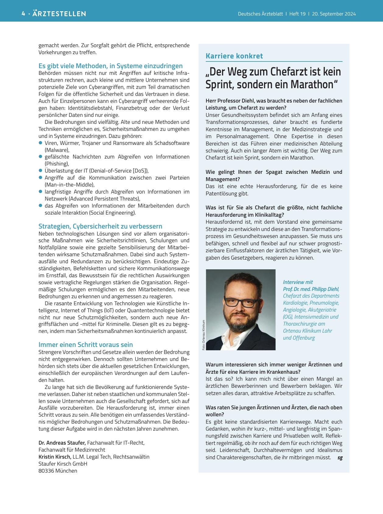 Vorschauseite 1: „Der Weg zum Chefarzt ist kein Sprint, sondern ein Marathon“