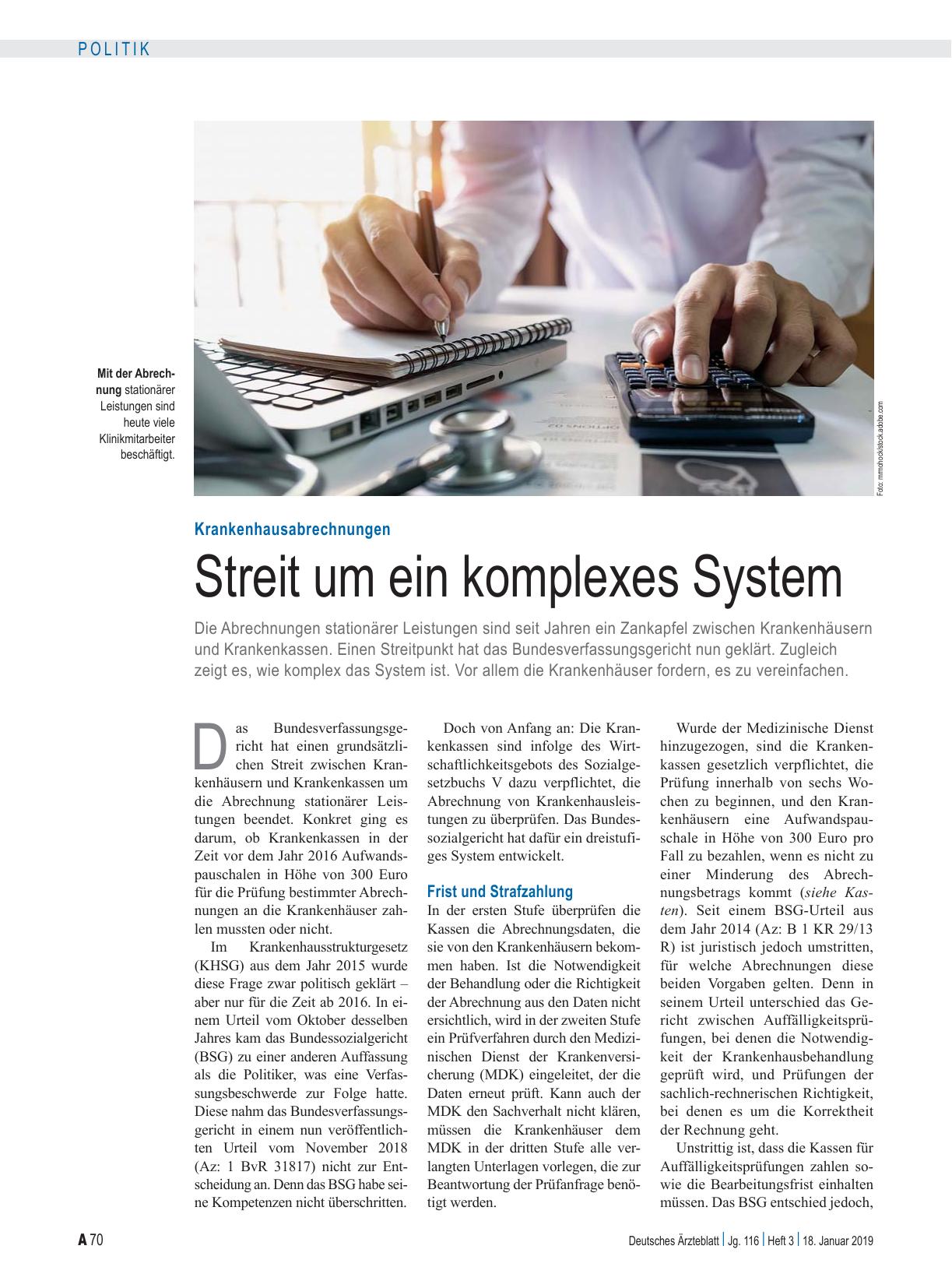 Vorschauseite 1: Krankenhausabrechnungen: Streit um ein komplexes System