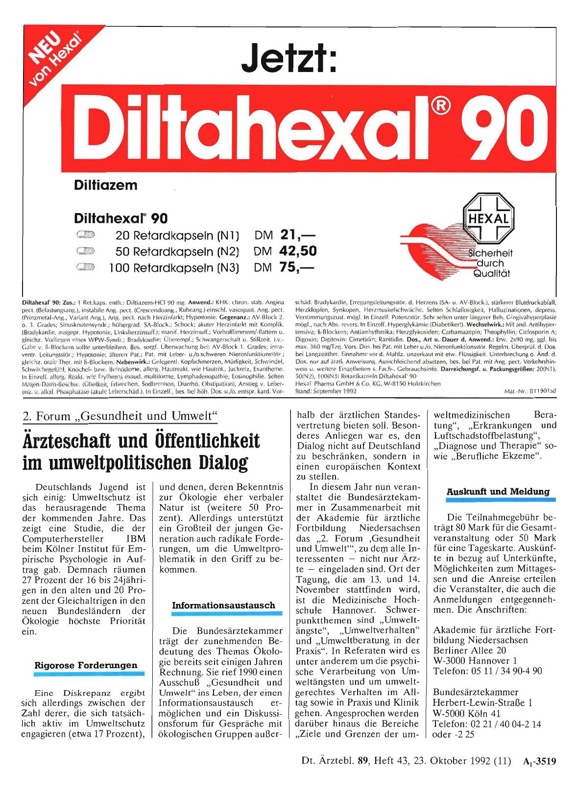 Vorschauseite 1: 2. Forum „Gesundheit und Umwelt“: Ärzteschaft und Öffentlichkeit im umweltpolitischen Dialog