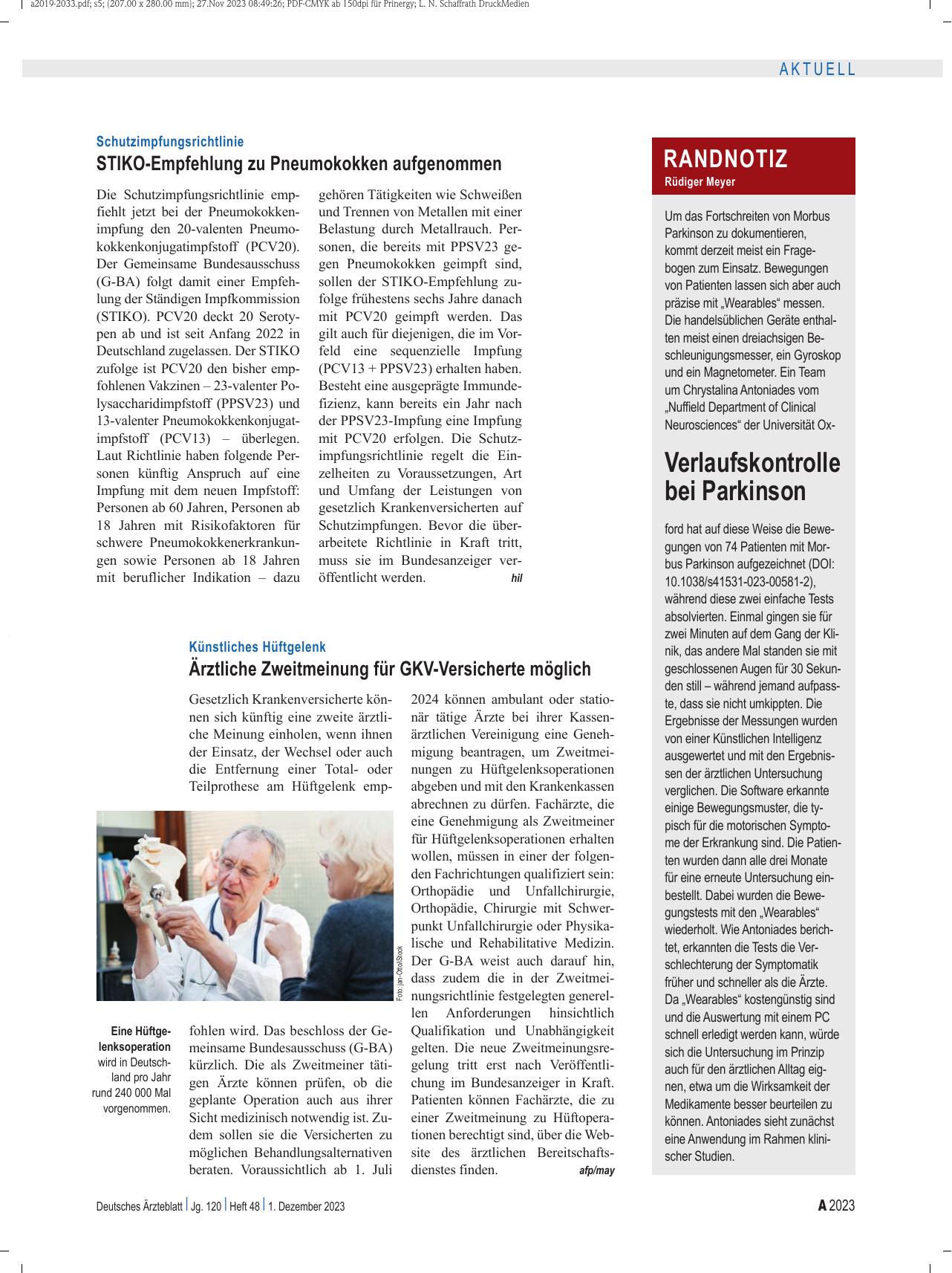 Vorschauseite 1: Randnotiz: Verlaufskontrolle bei Parkinson