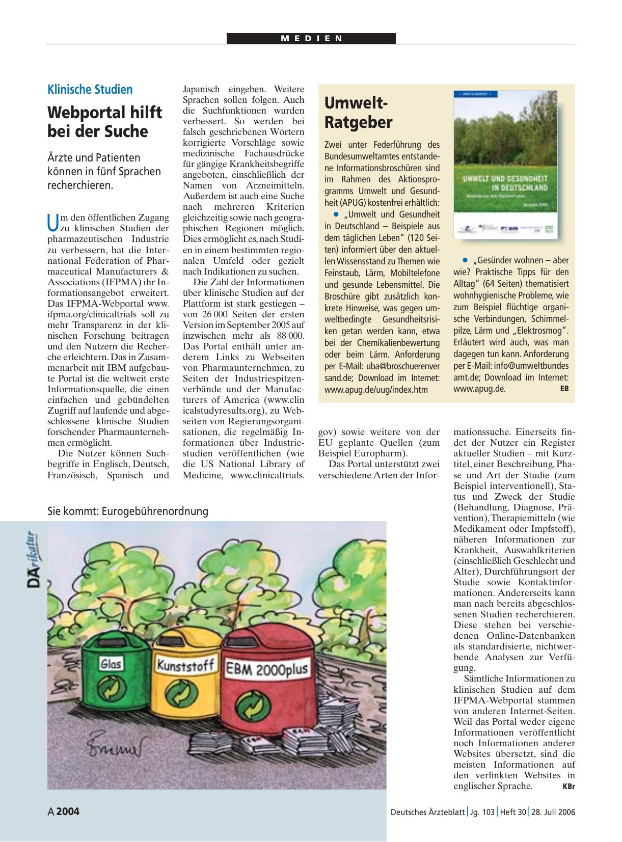 Vorschauseite 1: Klinische Studien: Webportal hilft bei der Suche