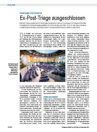Vorschauseite 1: Gesetz gegen Diskriminierung: Ex-Post-Triage ausgeschlossen