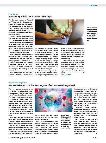 Vorschauseite 1: Internationale Kooperation: Globales Netzwerk zur Früherkennung von Infektionskrankheiten gestartet