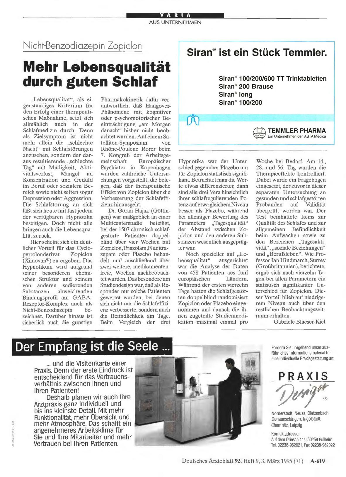 Vorschauseite 1: Nicht-Benzodiazepin Zopiclon: Mehr Lebensqualität durch guten Schlaf