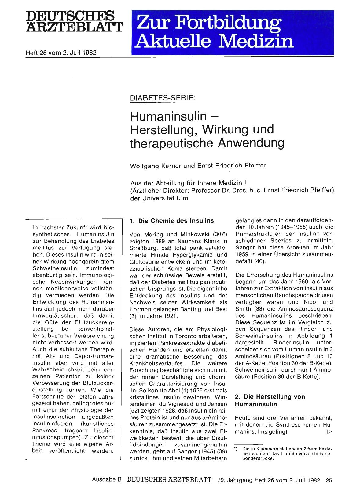 Vorschauseite 1: Humaninsulin — Herstellung, Wirkung und therapeutische Anwendung