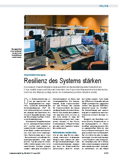 Vorschauseite 1: Gesundheitsversorgung: Resilienz des Systems stärken
