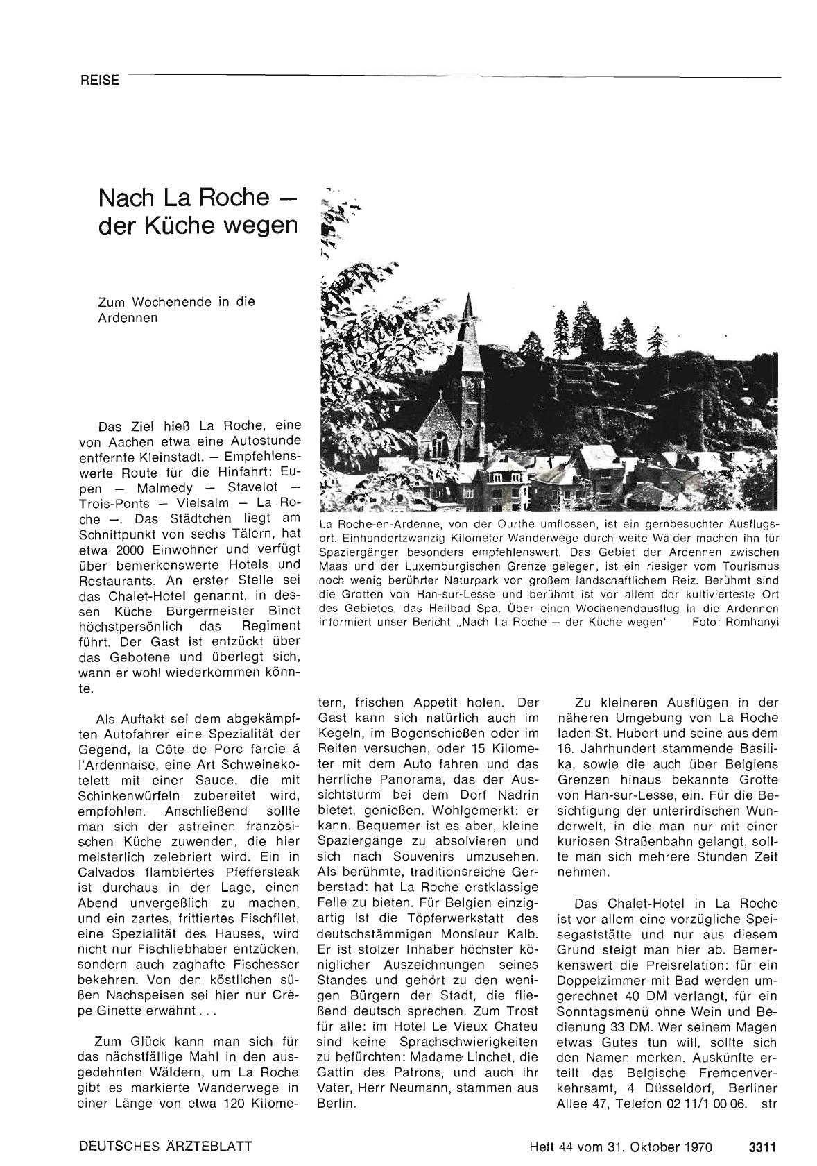 Vorschauseite 1: Nach La Roche — der Küche wegen