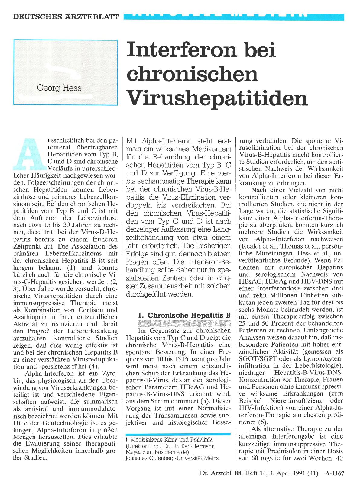 Vorschauseite 1: Interferon bei chronischen Virushepatitiden