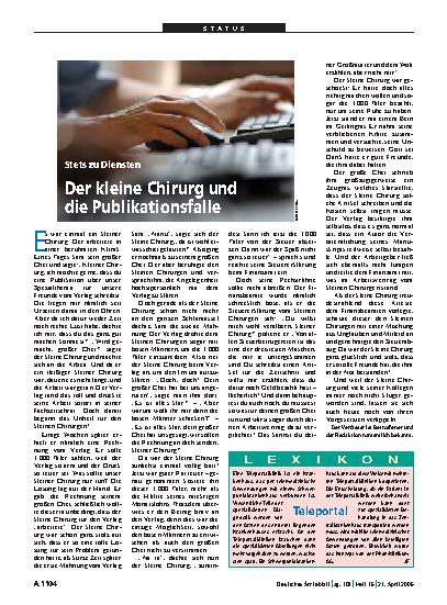 Vorschauseite 1: Stets zu Diensten: Der kleine Chirurg und die Publikationsfalle