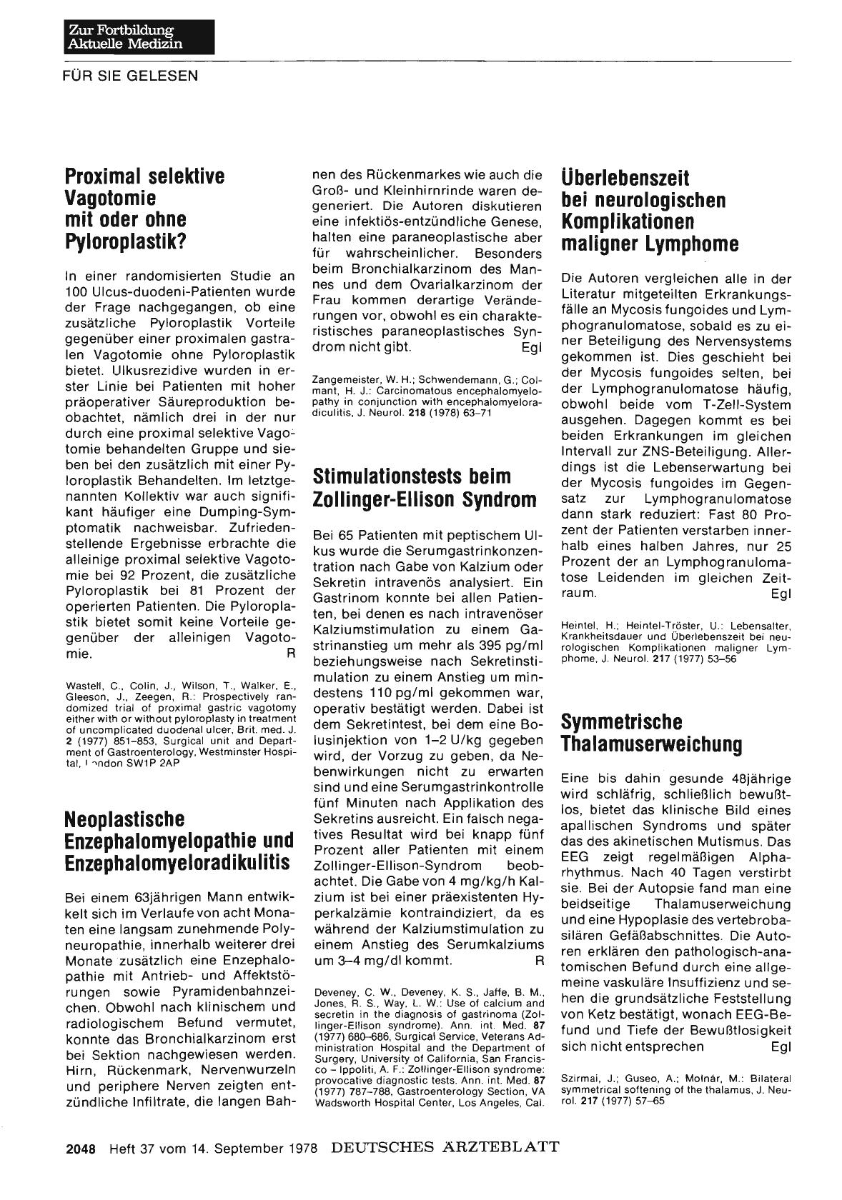 Vorschauseite 1: Stimulationstests beim Zollinger-Ellison Syndrom