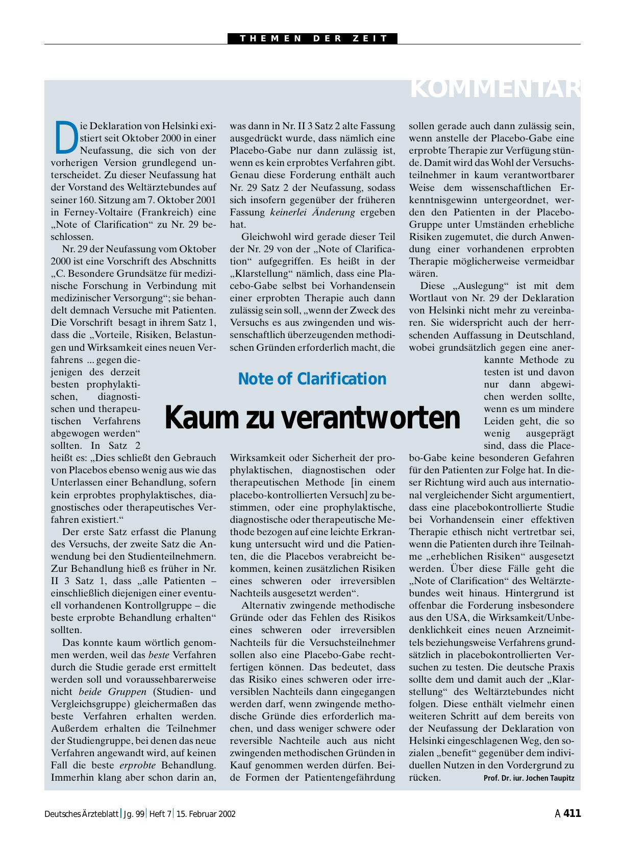 Vorschauseite 1: Note of Clarification: Kaum zu verantworten