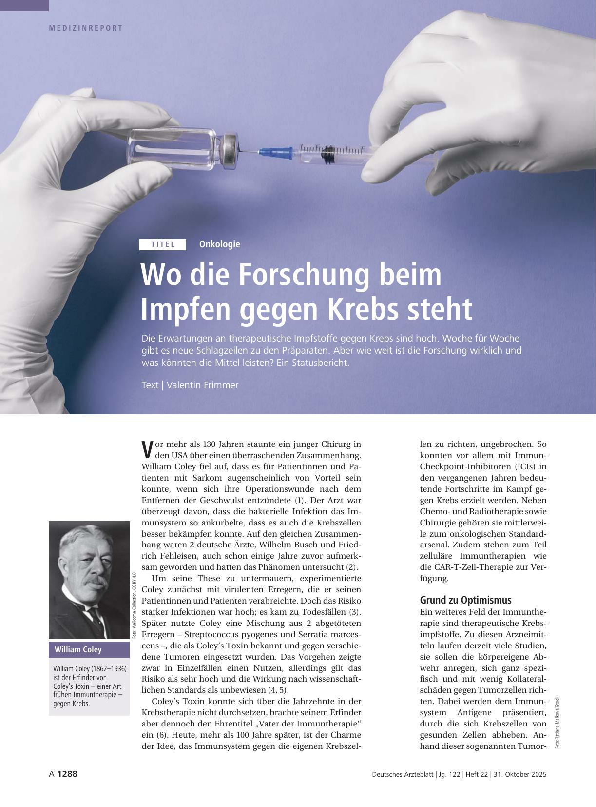 Vorschauseite 1: Onkologie: Wo die Forschung beim Impfen gegen Krebs steht