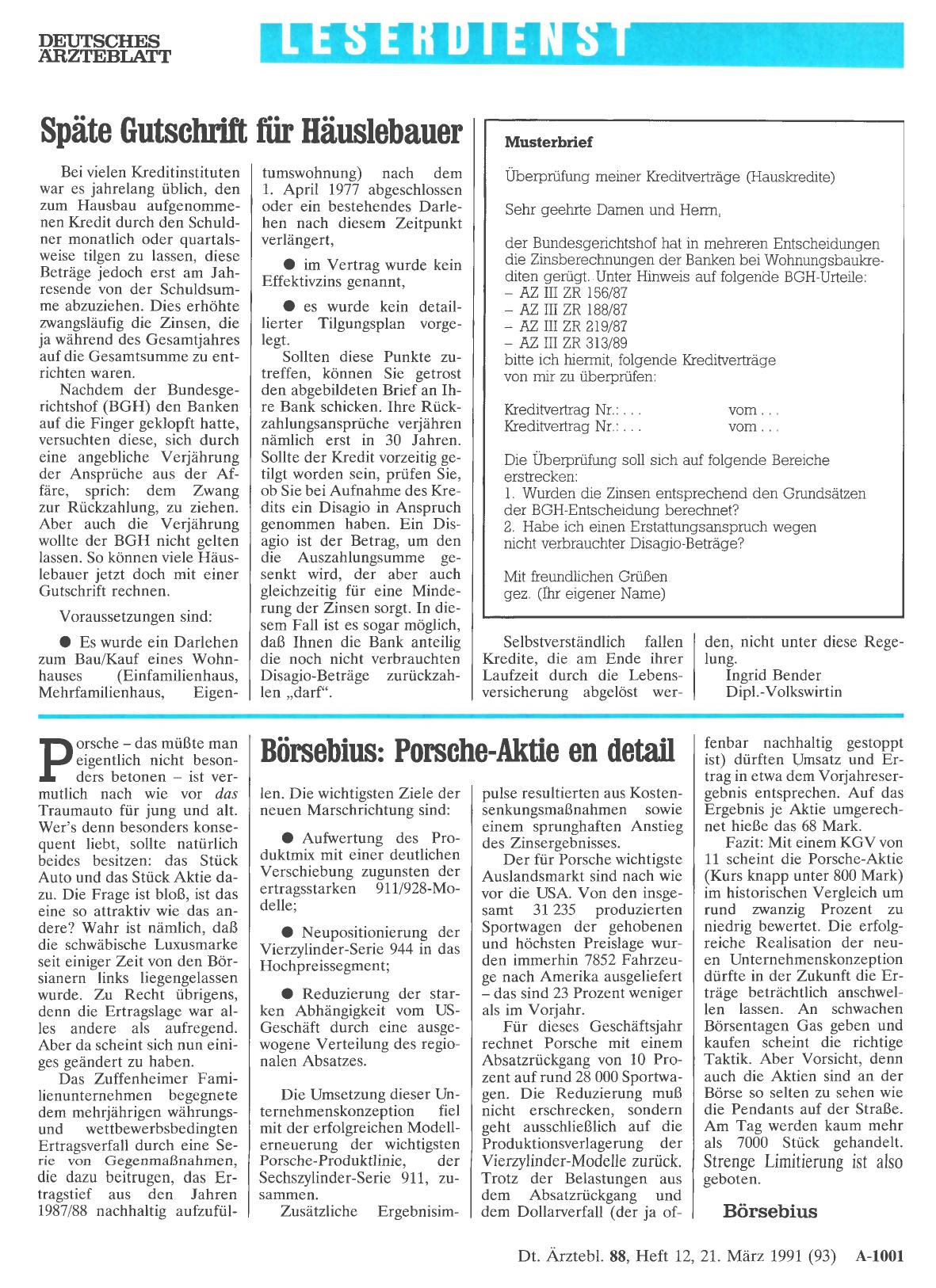 Vorschauseite 1: Späte Gutschrift für Häuslebauer