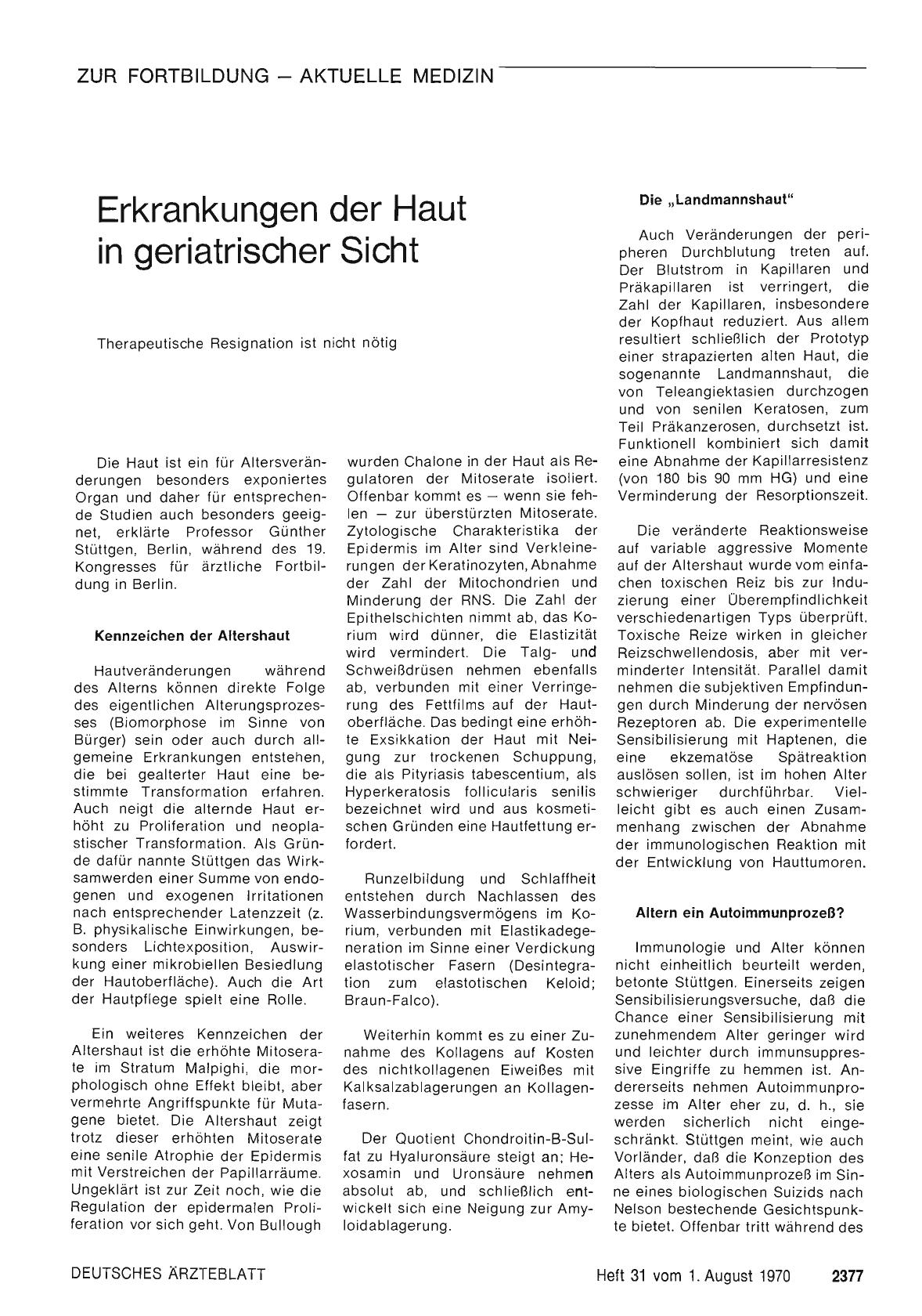 Vorschauseite 1: Erkrankungen der Haut in geriatrischer Sicht