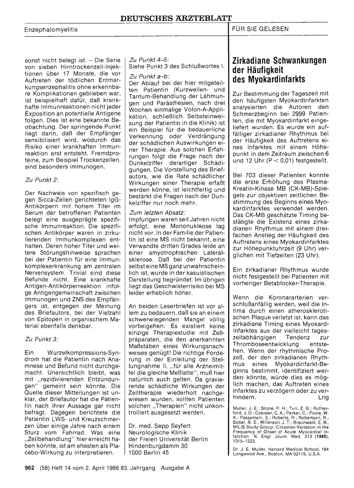 Vorschauseite 1: Zirkadiane Schwankungen der Häufigkeit des Myokardinfarkts