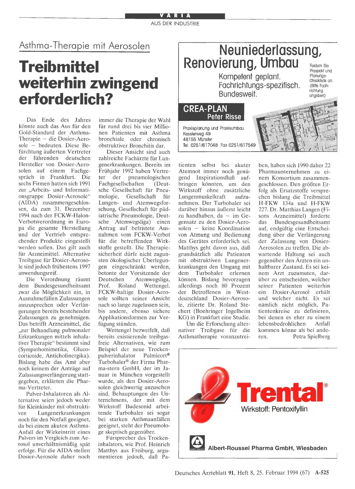 Vorschauseite 1: Asthma-Therapie mit Aerosolen: Treibmittel weiterhin zwingend erforderlich?