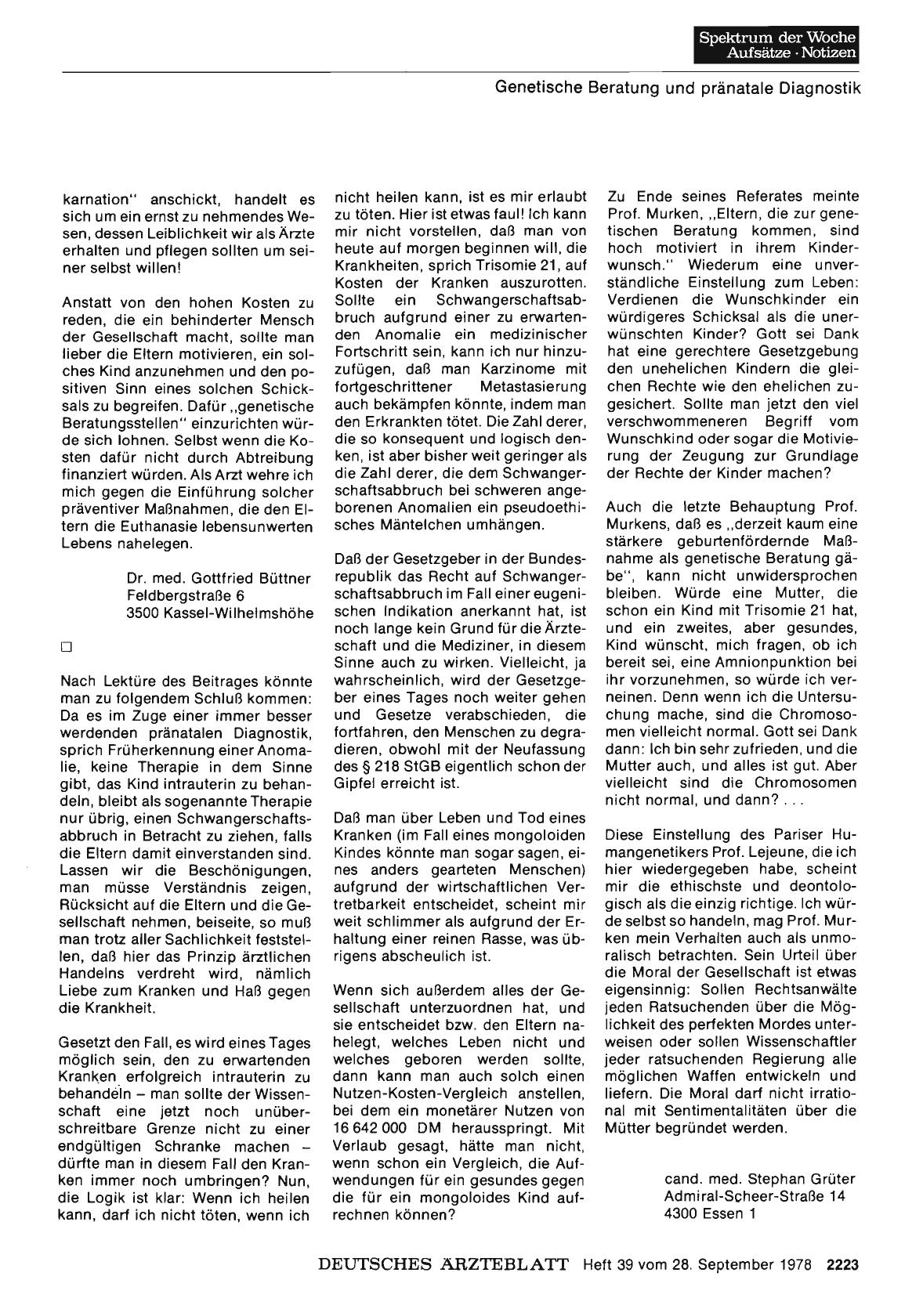 Vorschauseite 1: Genetische Beratung und pränatale Diagnostik: Stellungnahme II