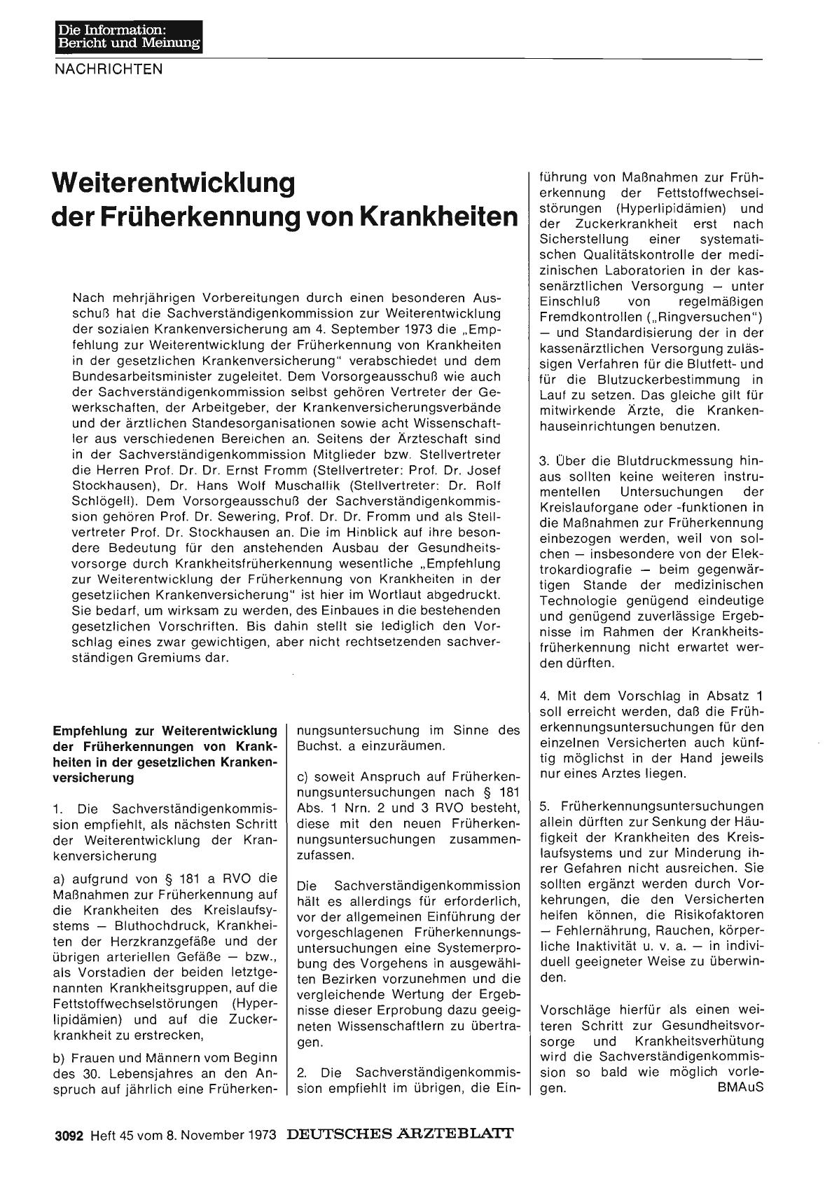 Vorschauseite 1: Weiterentwicklung der Früherkennung von Krankheiten