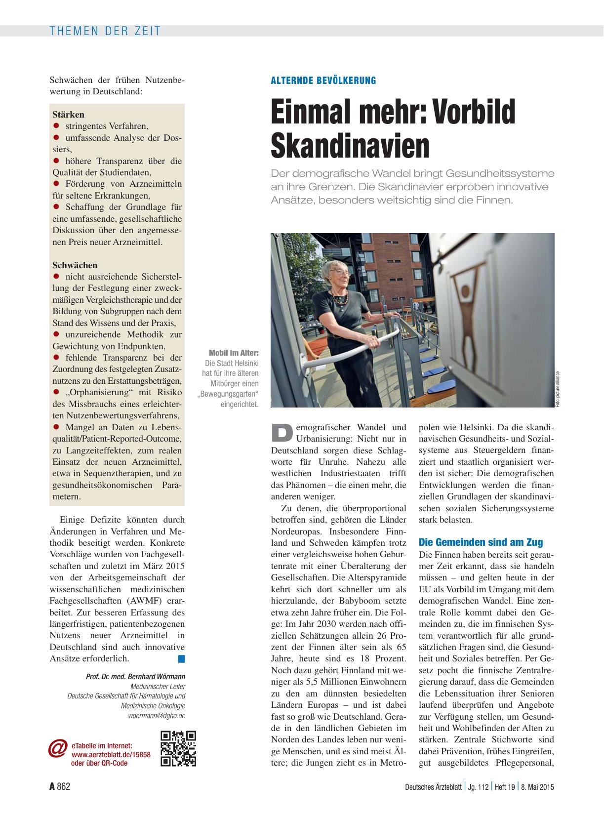 Vorschauseite 1: Alternde Bevölkerung: Einmal mehr – Vorbild Skandinavien