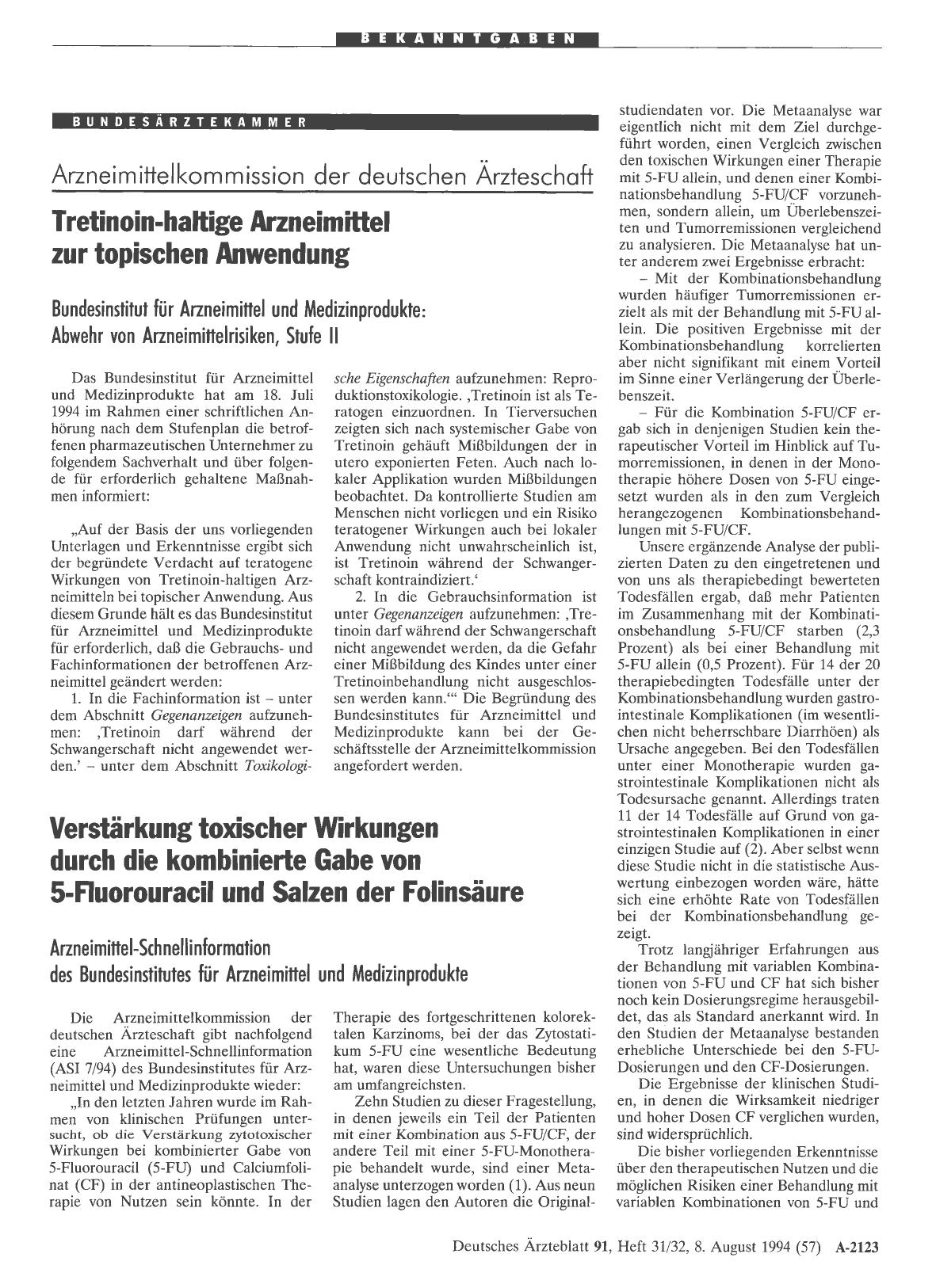 Vorschauseite 1: Tretinoin-haltige Arzneimittel zur topischen Anwendung