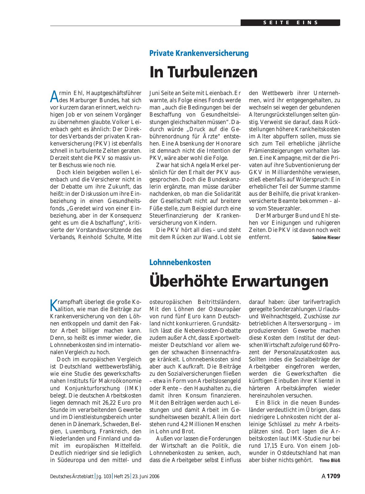 Vorschauseite 1: Lohnnebenkosten: Überhöhte Erwartungen