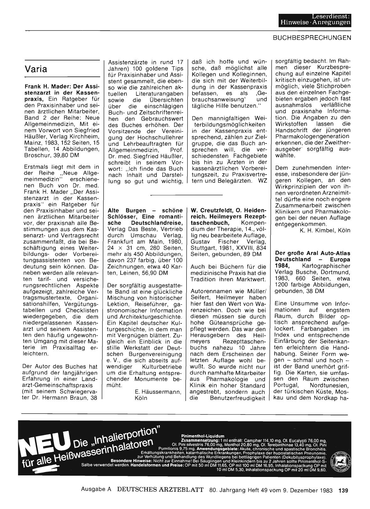 Vorschauseite 1: Varia: Frank H. Mader: Der Assistenzarzt in der Kassenpraxis