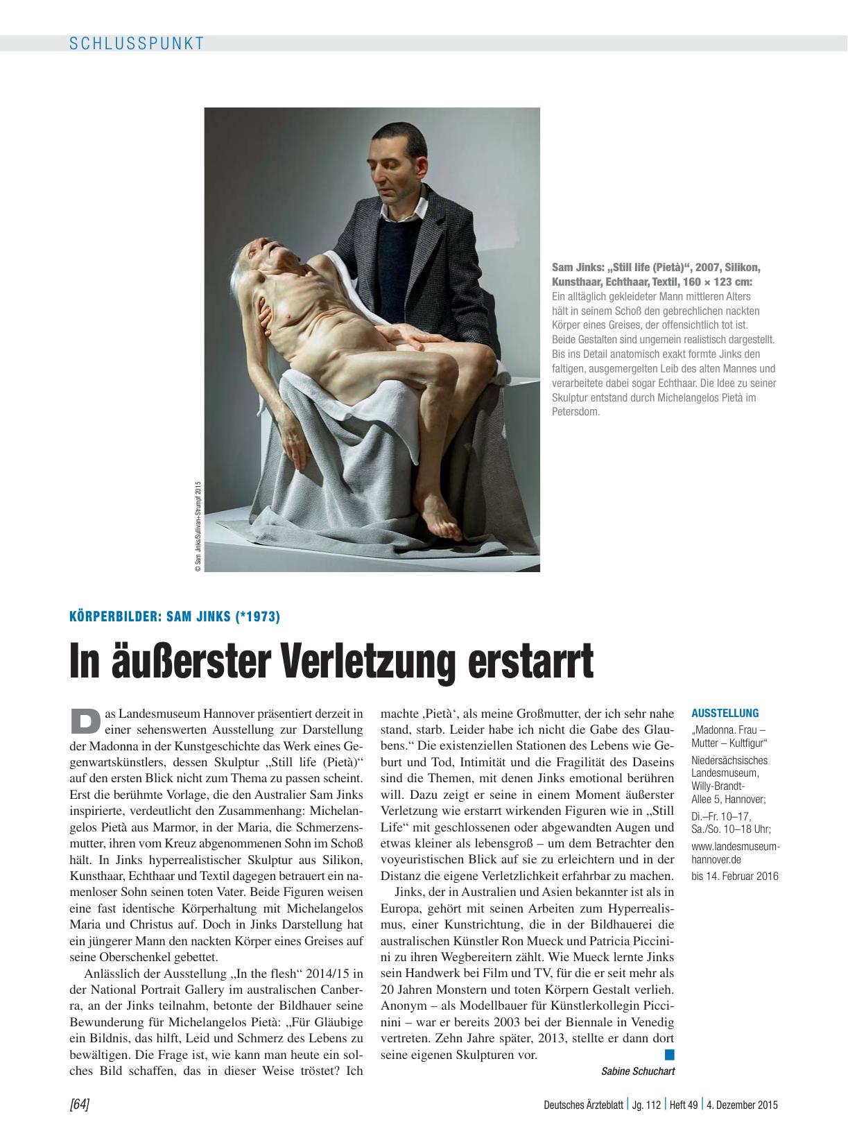 Vorschauseite 1: Körperbilder: Sam Jinks (*1973) – In äußerster Verletzung erstarrt