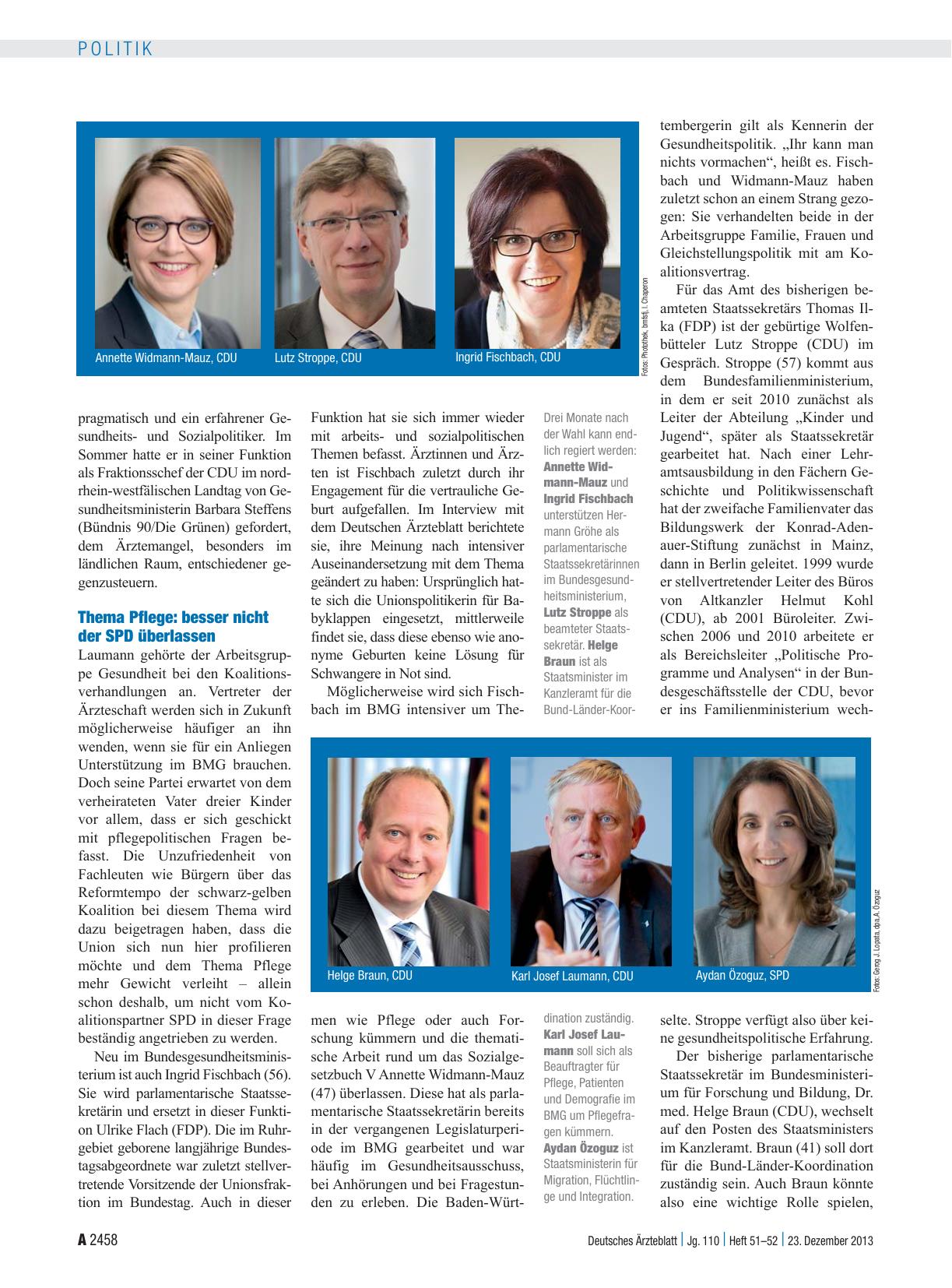 Vorschauseite 2: Gesundheitspolitik in der neuen Bundesregierung: Bahrs Nachfolger ist eine Überraschung