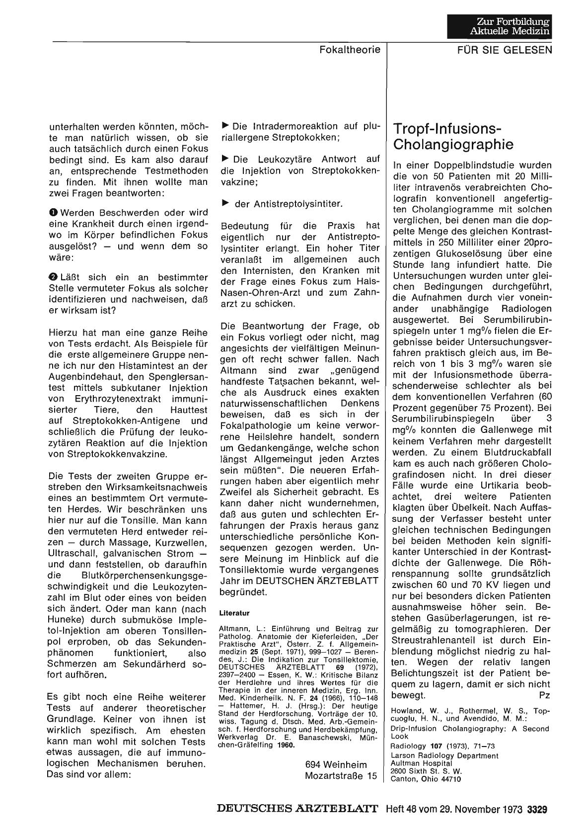 Vorschauseite 1: Tropf-lnfusions-Cholangiographie