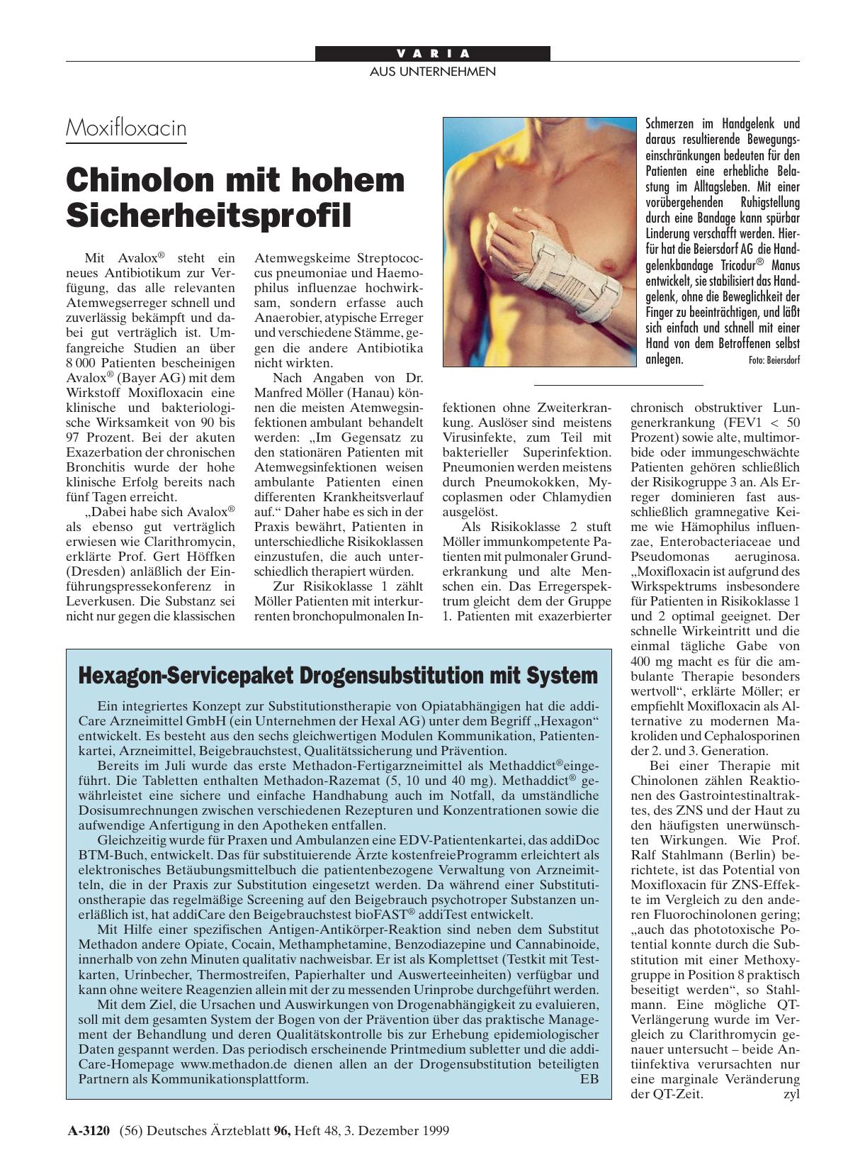 Vorschauseite 1: Moxifloxacin: Chinolon mit hohem Sicherheitsprofil