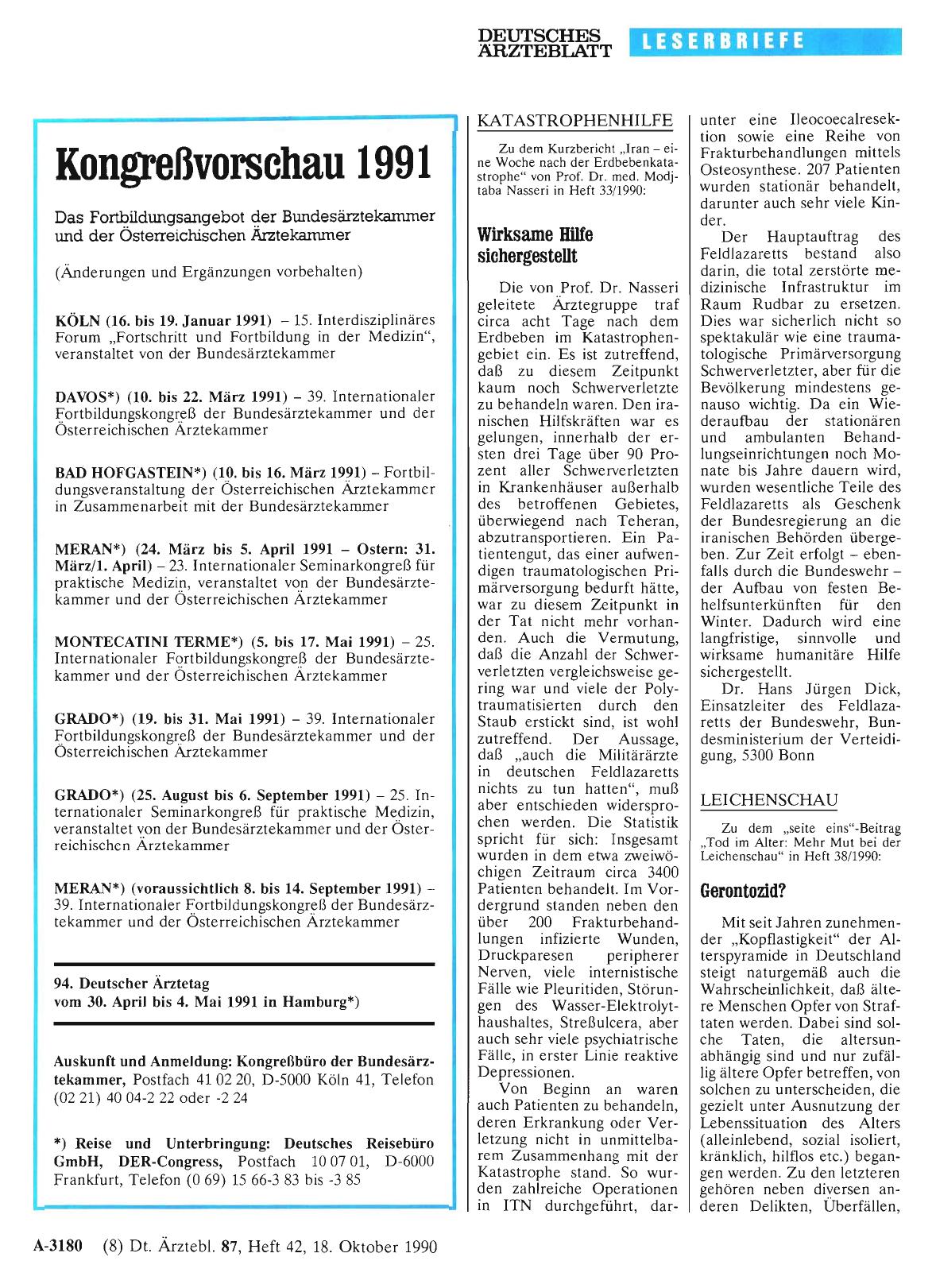Vorschauseite 1: Kongreßvorschau 1991