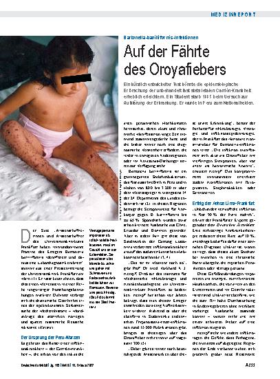 Vorschauseite 1: Bartonella-bacilliformis-Infektionen: Auf der Fährte des Oroyafiebers