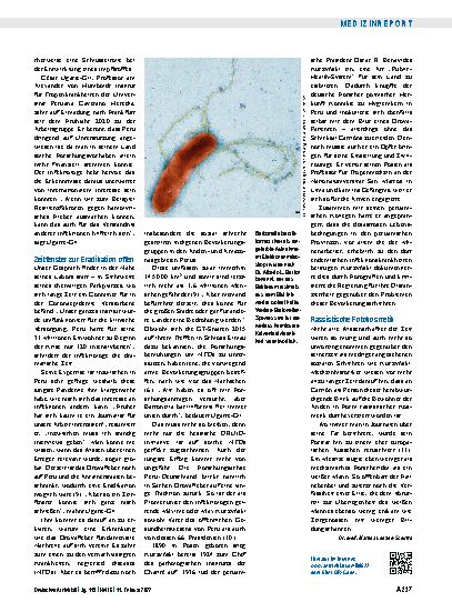 Vorschauseite 4: Bartonella-bacilliformis-Infektionen: Auf der Fährte des Oroyafiebers