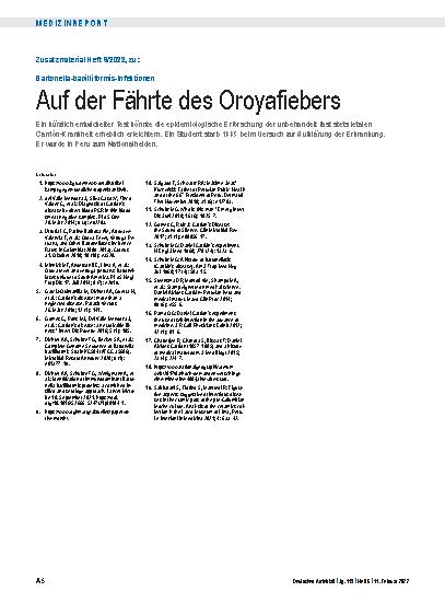 Vorschauseite 5: Bartonella-bacilliformis-Infektionen: Auf der Fährte des Oroyafiebers